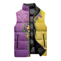 Hawaii Mardi Gras Sleeveless Puffer Jacket Plumeria Lei Beads Glitter Style LT05 - Polynesian Pride