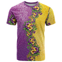 Hawaii Mardi Gras T Shirt Plumeria Lei Beads Glitter Style LT05 Colorful - Polynesian Pride