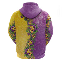 Hawaii Mardi Gras Zip Hoodie Plumeria Lei Beads Glitter Style LT05 - Polynesian Pride
