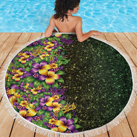 Hawaii Mardi Gras Beach Blanket Tropical Flowers Glitter Style LT05 - Polynesian Pride