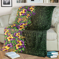 Hawaii Mardi Gras Blanket Tropical Flowers Glitter Style LT05 - Polynesian Pride