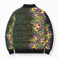 Hawaii Mardi Gras Bomber Puffer Jacket Tropical Flowers Glitter Style LT05 - Polynesian Pride