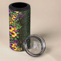 Hawaii Mardi Gras 4 in 1 Can Cooler Tumbler Tropical Flowers Glitter Style LT05 - Polynesian Pride