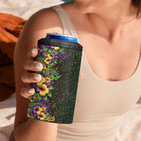 Hawaii Mardi Gras 4 in 1 Can Cooler Tumbler Tropical Flowers Glitter Style LT05 - Polynesian Pride