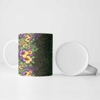 Hawaii Mardi Gras Ceramic Mug Tropical Flowers Glitter Style LT05 - Polynesian Pride