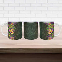 Hawaii Mardi Gras Ceramic Mug Tropical Flowers Glitter Style LT05 - Polynesian Pride