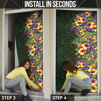 Hawaii Mardi Gras Door Cover Tropical Flowers Glitter Style LT05 - Polynesian Pride