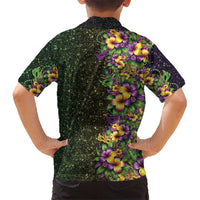 Hawaii Mardi Gras Family Matching Mermaid Dress and Hawaiian Shirt Tropical Flowers Glitter Style
