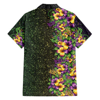 Hawaii Mardi Gras Family Matching Off Shoulder Maxi Dress and Hawaiian Shirt Tropical Flowers Glitter Style
