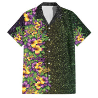 Hawaii Mardi Gras Family Matching Tank Maxi Dress and Hawaiian Shirt Tropical Flowers Glitter Style