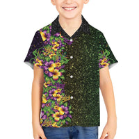 Hawaii Mardi Gras Hawaiian Shirt Tropical Flowers Glitter Style LT05 - Polynesian Pride