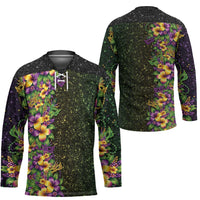 Hawaii Mardi Gras Hockey Jersey Tropical Flowers Glitter Style LT05 - Polynesian Pride