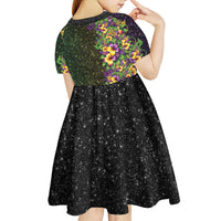 Hawaii Mardi Gras Kid Short Sleeve Dress Tropical Flowers Glitter Style LT05 - Polynesian Pride
