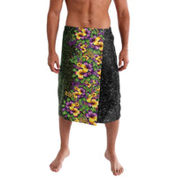 Hawaii Mardi Gras Lavalava Tropical Flowers Glitter Style LT05 Black - Polynesian Pride