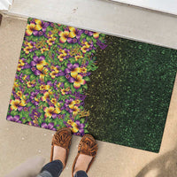 Hawaii Mardi Gras Rubber Doormat Tropical Flowers Glitter Style LT05 - Polynesian Pride