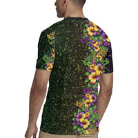 Hawaii Mardi Gras Rugby Jersey Tropical Flowers Glitter Style LT05 - Polynesian Pride
