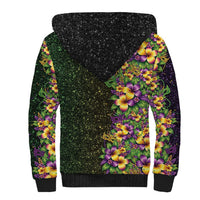 Hawaii Mardi Gras Sherpa Hoodie Tropical Flowers Glitter Style LT05 - Polynesian Pride