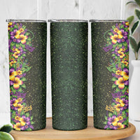 Hawaii Mardi Gras Skinny Tumbler Tropical Flowers Glitter Style LT05 - Polynesian Pride
