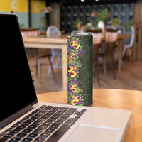 Hawaii Mardi Gras Skinny Tumbler Tropical Flowers Glitter Style LT05 - Polynesian Pride