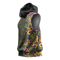 Hawaii Mardi Gras Sleeveless Hoodie Tropical Flowers Glitter Style LT05 - Polynesian Pride