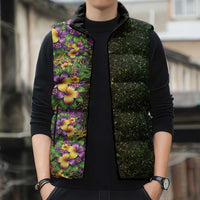 Hawaii Mardi Gras Sleeveless Puffer Jacket Tropical Flowers Glitter Style LT05 - Polynesian Pride