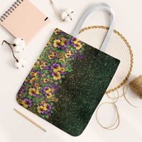 Hawaii Mardi Gras Tote Bag Tropical Flowers Glitter Style LT05 White Strap One Size Black - Polynesian Pride