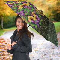 Hawaii Mardi Gras Umbrella Tropical Flowers Glitter Style LT05 - Polynesian Pride