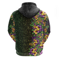 Hawaii Mardi Gras Zip Hoodie Tropical Flowers Glitter Style LT05 - Polynesian Pride