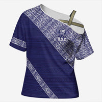 Tonga Queen Salote College Cross Shoulder Shirt 100 Years Anniversary Navy Color LT05 Female Navy - Polynesian Pride