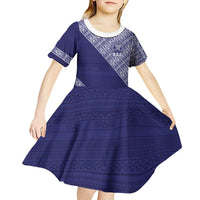 Tonga Queen Salote College Kid Short Sleeve Dress 100 Years Anniversary Navy Color LT05 - Polynesian Pride