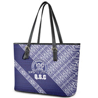 Tonga Queen Salote College Leather Tote Bag 100 Years Anniversary Navy Color LT05 - Polynesian Pride