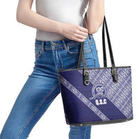 Tonga Queen Salote College Leather Tote Bag 100 Years Anniversary Navy Color LT05 - Polynesian Pride