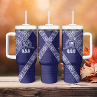 Tonga Queen Salote College Tumbler With Handle 100 Years Anniversary Navy Color LT05 - Polynesian Pride