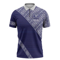 Tonga Queen Salote College Zipper Polo Shirt 100 Years Anniversary Navy Color LT05 Navy - Polynesian Pride