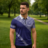 Tonga Queen Salote College Zipper Polo Shirt 100 Years Anniversary Navy Color LT05 - Polynesian Pride