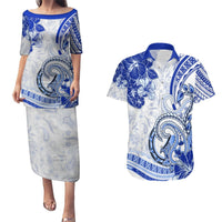 Polynesia Paisley Couples Matching Puletasi and Hawaiian Shirt Mix Navy Polynesian Pattern LT05 Navy - Polynesian Pride
