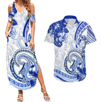Polynesia Paisley Couples Matching Summer Maxi Dress and Hawaiian Shirt Mix Navy Polynesian Pattern LT05 Navy - Polynesian Pride