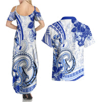 Polynesia Paisley Couples Matching Summer Maxi Dress and Hawaiian Shirt Mix Navy Polynesian Pattern LT05 - Polynesian Pride
