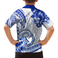 Polynesia Paisley Family Matching Off Shoulder Short Dress and Hawaiian Shirt Mix Navy Polynesian Pattern LT05 - Polynesian Pride