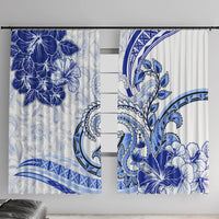 Polynesia Paisley Window Curtain Mix Navy Polynesian Pattern LT05 With Hooks Navy - Polynesian Pride