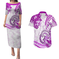 Polynesia Paisley Couples Matching Puletasi and Hawaiian Shirt Mix Pink Polynesian Pattern LT05 Pink - Polynesian Pride