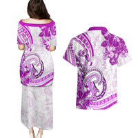 Polynesia Paisley Couples Matching Puletasi and Hawaiian Shirt Mix Pink Polynesian Pattern LT05 - Polynesian Pride