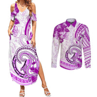 Polynesia Paisley Couples Matching Summer Maxi Dress and Long Sleeve Button Shirt Mix Pink Polynesian Pattern LT05 Pink - Polynesian Pride
