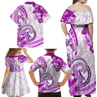 Polynesia Paisley Family Matching Off Shoulder Maxi Dress and Hawaiian Shirt Mix Pink Polynesian Pattern LT05 - Polynesian Pride