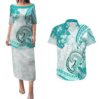 Polynesia Paisley Couples Matching Puletasi and Hawaiian Shirt Mix Teal Polynesian Pattern LT05 Teal - Polynesian Pride