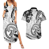 Polynesia Paisley Couples Matching Summer Maxi Dress and Hawaiian Shirt Mix White Polynesian Pattern LT05 White - Polynesian Pride