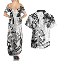 Polynesia Paisley Couples Matching Summer Maxi Dress and Hawaiian Shirt Mix White Polynesian Pattern LT05 - Polynesian Pride