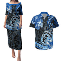 Polynesia Paisley Couples Matching Puletasi and Hawaiian Shirt Mix Blue Polynesian Pattern LT05 Blue - Polynesian Pride