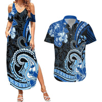 Polynesia Paisley Couples Matching Summer Maxi Dress and Hawaiian Shirt Mix Blue Polynesian Pattern LT05 Blue - Polynesian Pride