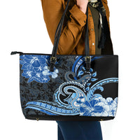 Polynesia Paisley Leather Tote Bag Mix Blue Polynesian Pattern LT05 - Polynesian Pride